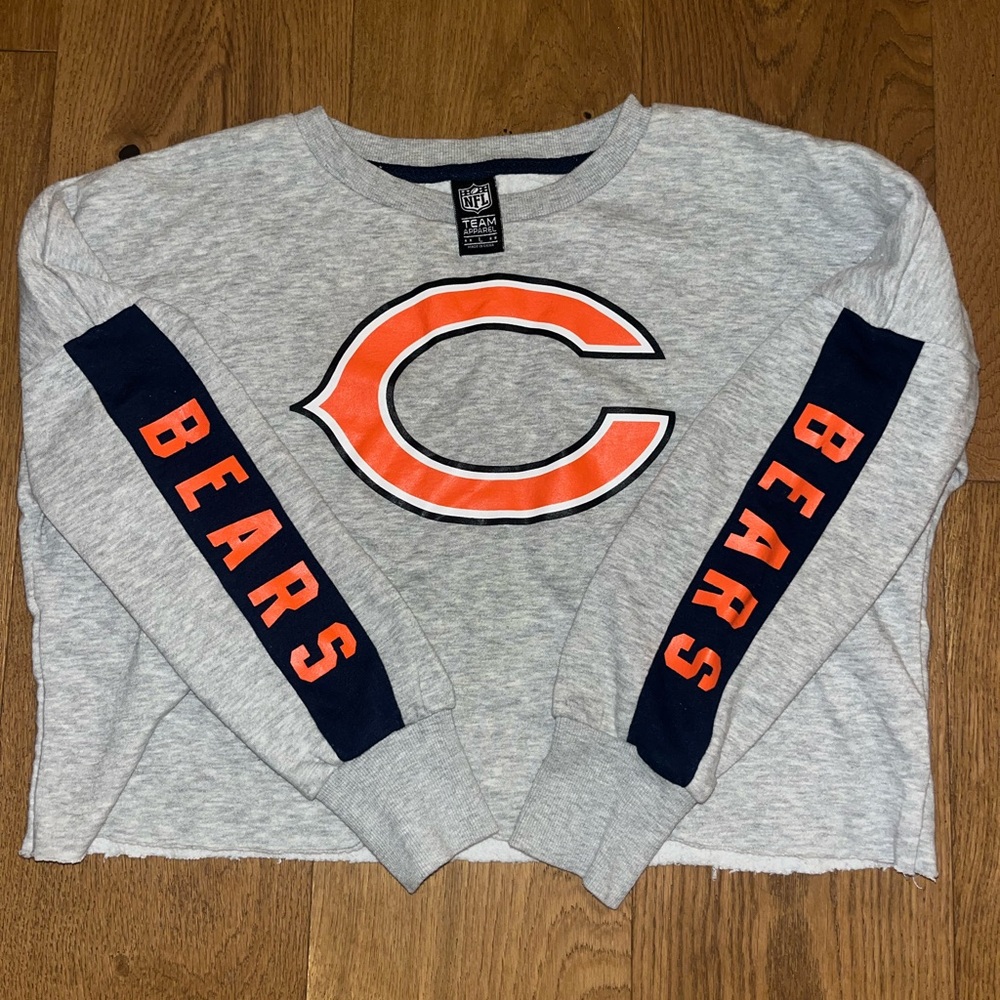 NFL Gray and Orange Chicago Bears Womens Cropped Sweatshirt